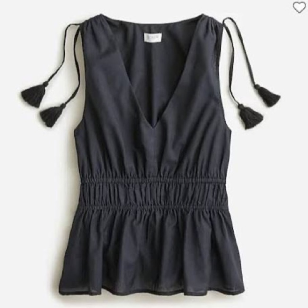 J.Crew V-Neck Cotton Voile Top in black